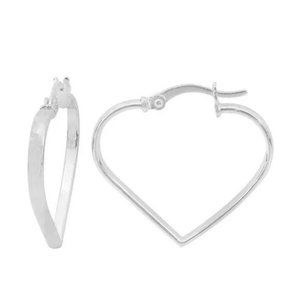 Sterling Silver Heart Hoop Earrings Stamped 925 Silver Minimalist Hoops NEW